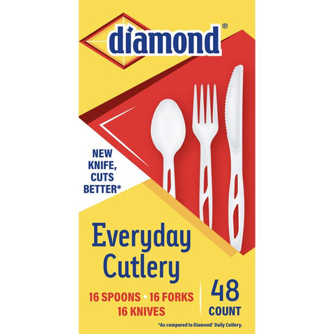 Diamond White Plastic Luncheon Size Heavy Duty Cutlery 48 pk (Pack of 12)