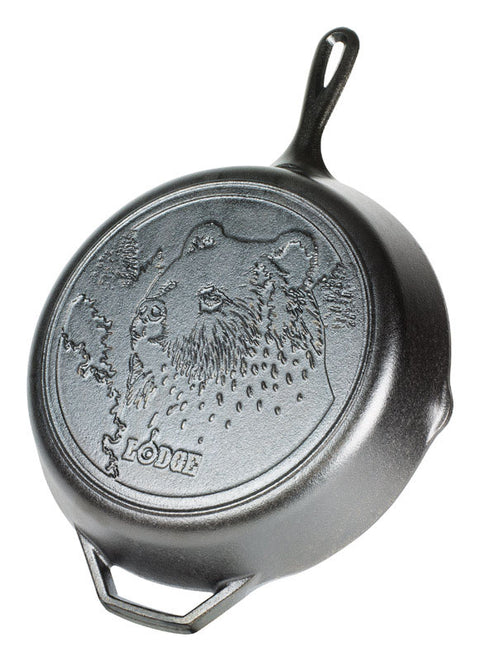 Lodge Wildlife Series-Brown Bear Cast Iron Skillet 12 in. Black