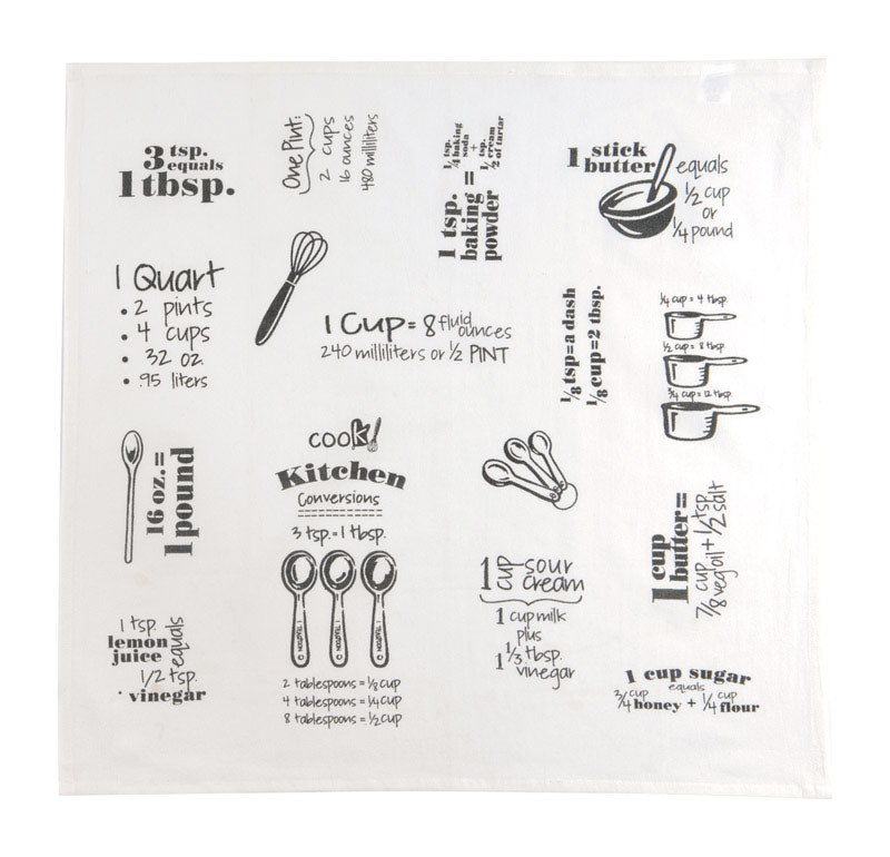 Kay Dee Cooks Kitchen Graphite Cotton Conversions & Equivalents Krinkle Flour Sack Towel 1 pk (Pack of 6)