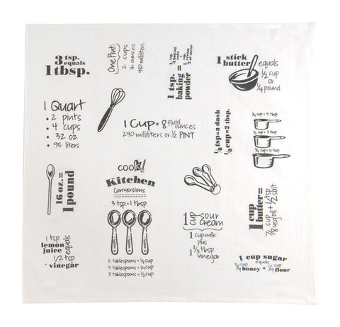 Kay Dee Cooks Kitchen Graphite Cotton Conversions & Equivalents Krinkle Flour Sack Towel 1 pk (Pack of 6)