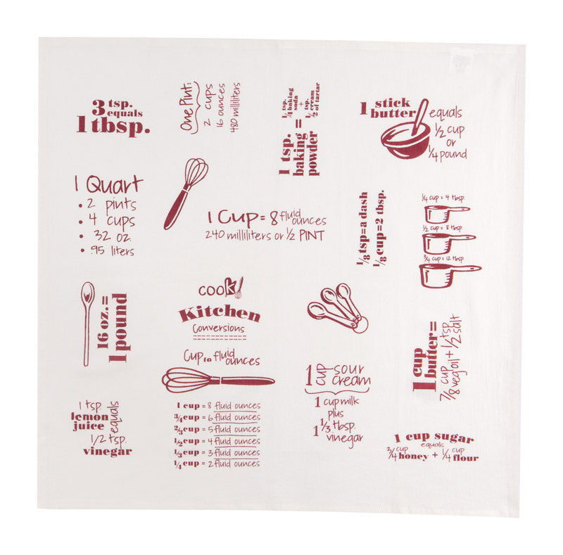 Kay Dee Cooks Kitchen Marsala Cotton Conversions & Equivalents Krinkle Flour Sack Towel 1 pk (Pack of 6)