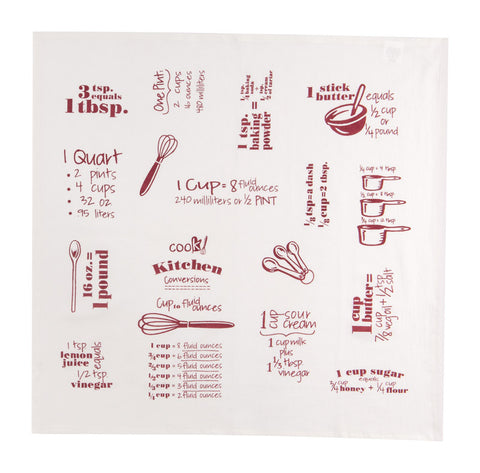 Kay Dee Cooks Kitchen Marsala Cotton Conversions & Equivalents Krinkle Flour Sack Towel 1 pk (Pack of 6)