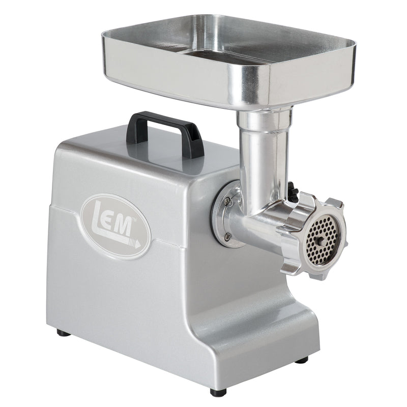 LEM Mighty Bite Brushed Nickel Silver 1 speed 4.5 lb #8 Electric Meat Grinder