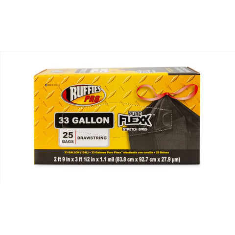 Ruffies Pro 33 gal Trash Bags Drawstring 25 pk (Pack of 6)