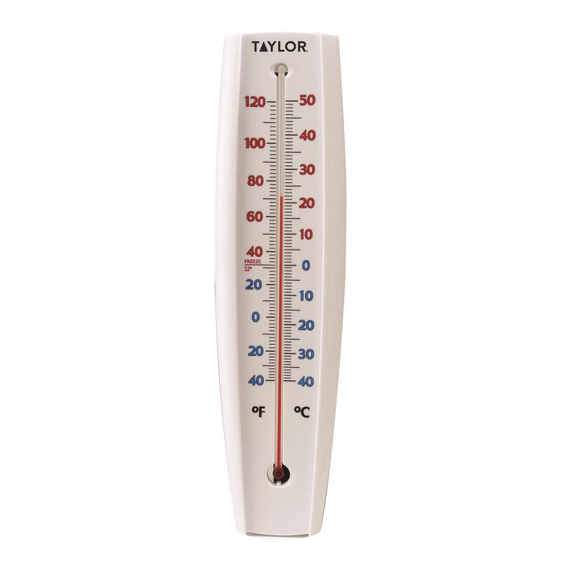 Taylor Jumbo Size Tube Thermometer Plastic White 14.57 in.