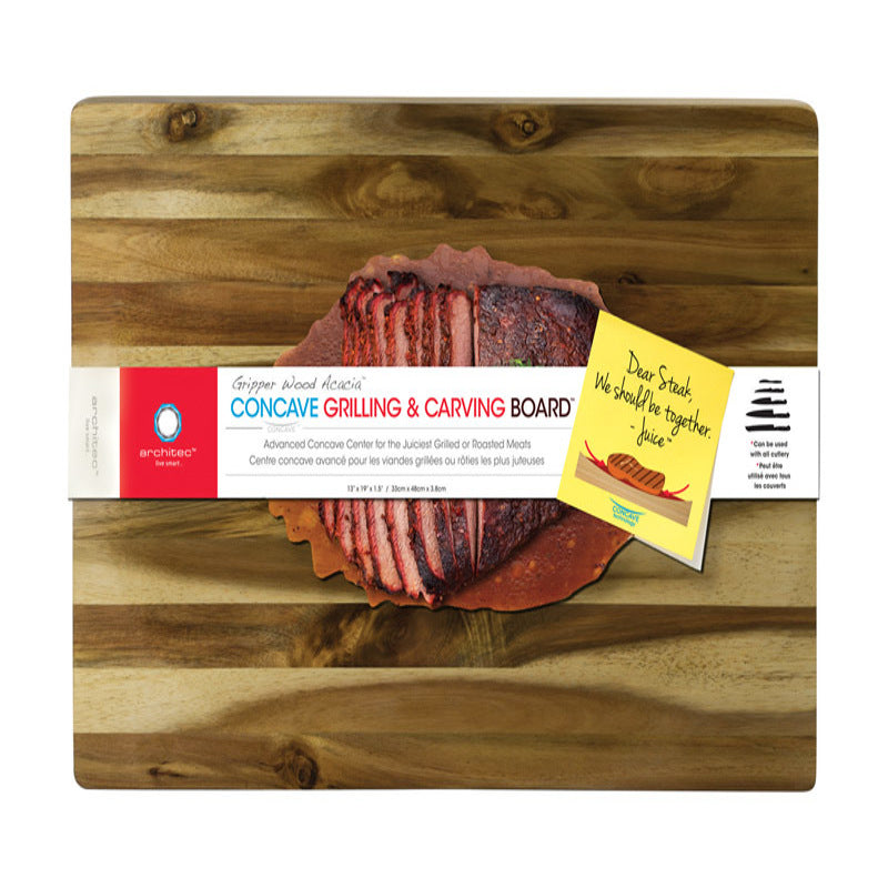 Architec Gripperwood 19 in. L X 13 in. W X 1.5 in. Acacia Wood Concave Carving Board (Pack of 3)