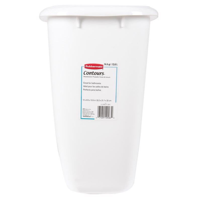 Rubbermaid Contours 3.5 gal White Plastic Vanity Wastebasket (Pack of 6)
