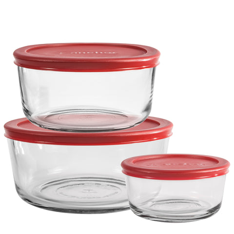 Juego de 3 recipientes transparentes para almacenamiento de alimentos Anchor Hocking