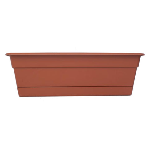 Jardinera de ventana de plástico Bloem Dura Cotta de 5,75 pulg. de alto x 18 pulg. de ancho x 7,5 pulg. de profundidad, color terracota
