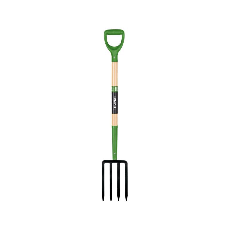 Truper 4 Tine Steel Spading Fork 30 in. Wood Handle