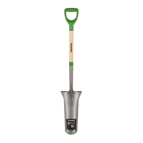 Truper Tru-Tough 48 in. Steel Round Drain Spade Wood Handle