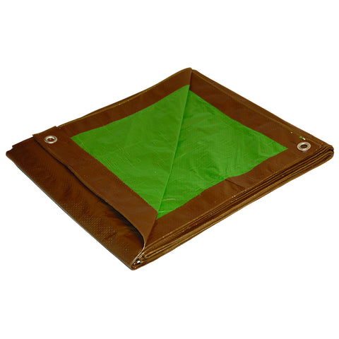 Lona reversible de polietileno de uso medio Foremost Dry Top, 18 pies de ancho x 24 pies de largo, marrón/verde