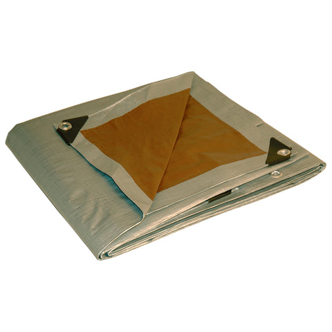 Lona reversible de polietileno de alta resistencia Foremost Dry Top, 20 pies de ancho x 20 pies de largo, marrón/plateada