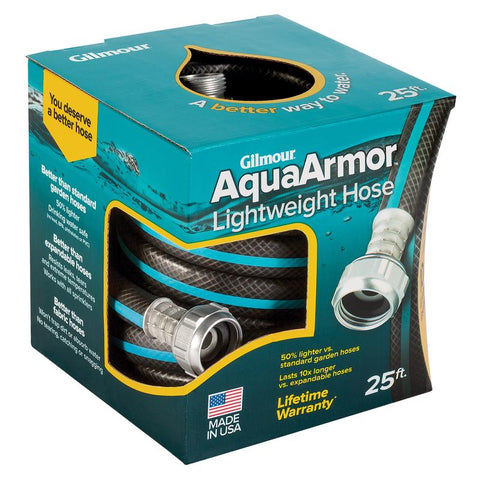 Manguera de jardín ligera y extensible Gilmour AquaArmor de 1/2 pulg. de diámetro x 25 pies de largo