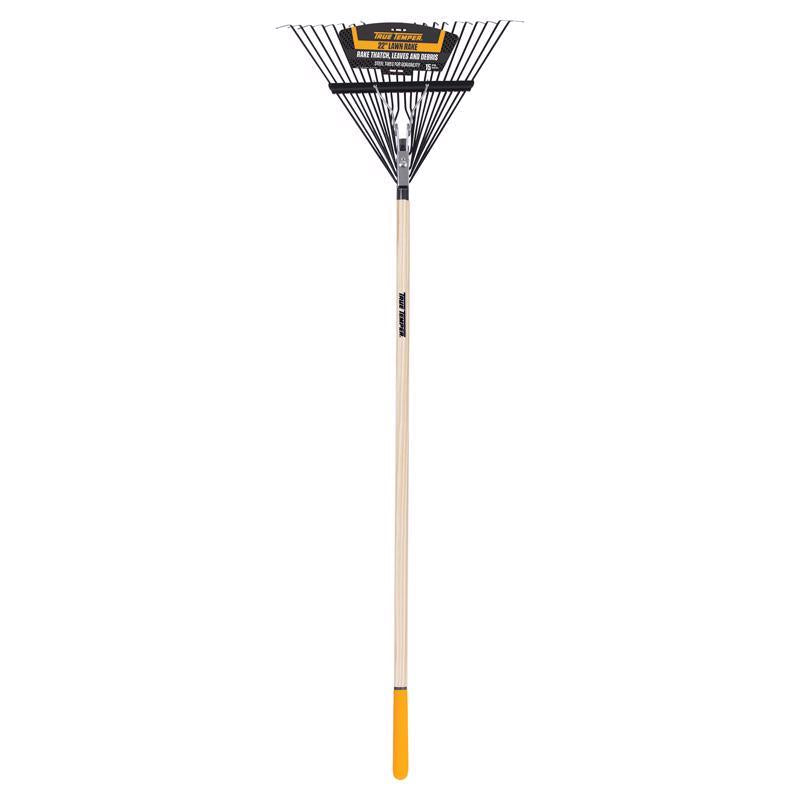 True Temper 64.5 in. 22 Tine Steel Leaf Rake Wood Handle (Pack of 12)