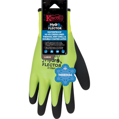 Kinco Hydroflector Men's Knit Wrist Cuff Waterproof Gloves Black/Green XL 1 pair