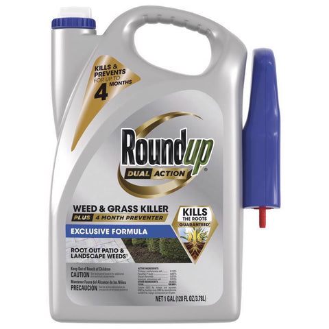 Roundup Dual Action Eliminador y Prevencionista de Malezas y Pasto Líquido Listo para Usar 1 gal (Paquete de 4)