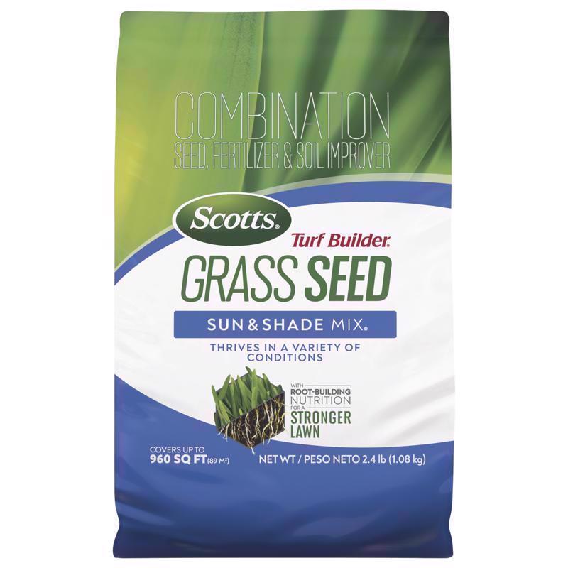 Scotts Turf Builder Mixed Sun or Shade Fertilizer/Seed/Soil Improver 2.4 lb (Pack of 6)