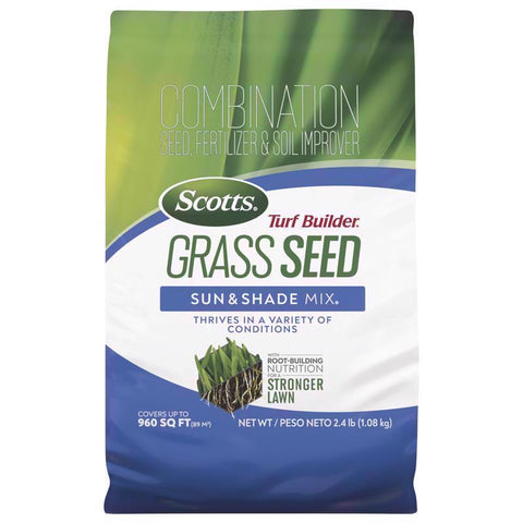Scotts Turf Builder Mixed Sun or Shade Fertilizer/Seed/Soil Improver 2.4 lb (Pack of 6)