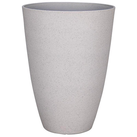 L&G Macetero alto de polirresina moteada blanco de 21,9 pulg. de alto x 16 pulg. de profundidad