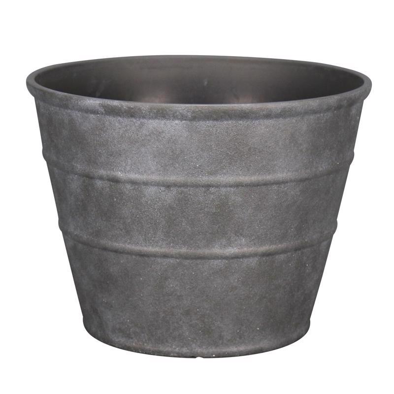L&G 12 in. H X 16 in. D Polyresin Hamilton Planter Charcoal