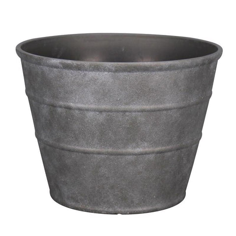 L&G 12 in. H X 16 in. D Polyresin Hamilton Planter Charcoal