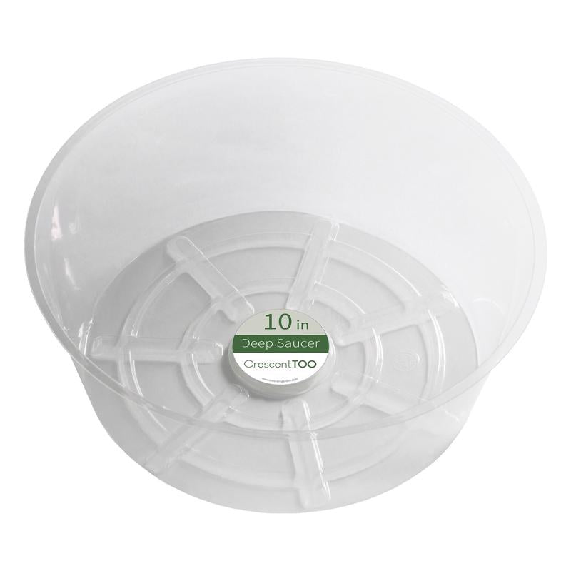 Crescent Garden Plato para plantas de plástico de 3,7 pulg. de alto x 10 pulg. de diámetro, transparente (Paquete de 50)