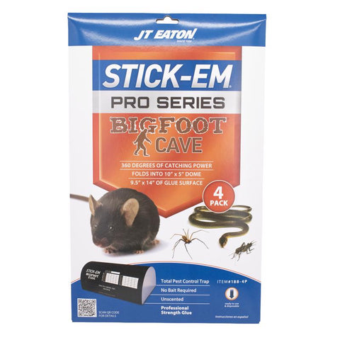JT Eaton Stick-Em Pro Series Bigfoot Extra Large Glue Board Trap For Insects/Rodents/Snakes 4 pk (Pack of 12)