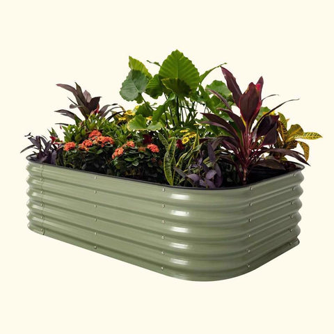 Vego Garden 17 pulg. de alto, metal, 6 en 1, cama de cultivo elevada, verde oliva