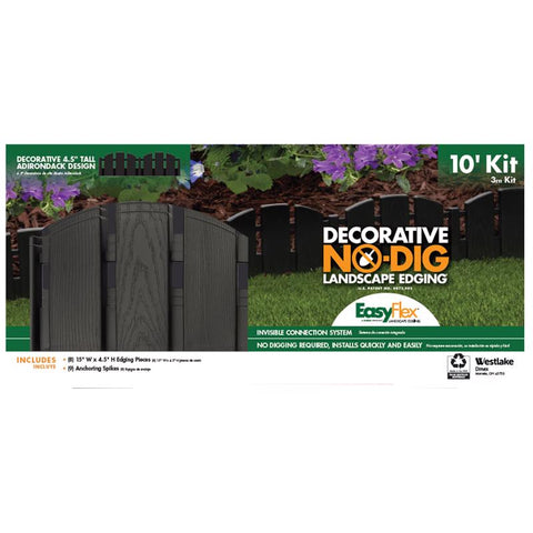 Kit de bordillo para jardín de plástico negro EasyFlex de 10 pies de largo x 4,5 pulgadas de alto