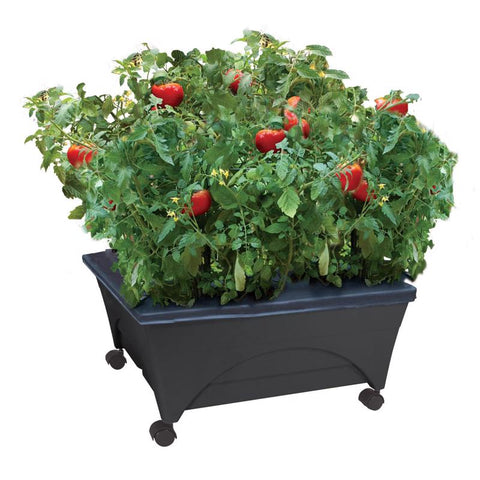 City Pickers 11 pulg. de alto x 24 pulg. de ancho x 20 pulg. de profundidad, jardinera de resina color carbón