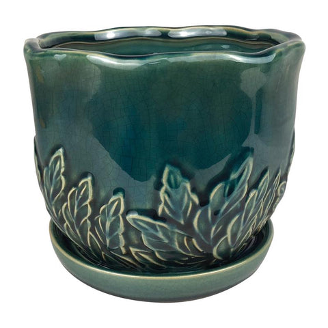 Border Concepts 4.25 in. H X 5 in. W Ceramic Sofia Planter Turquoise (Pack of 6)