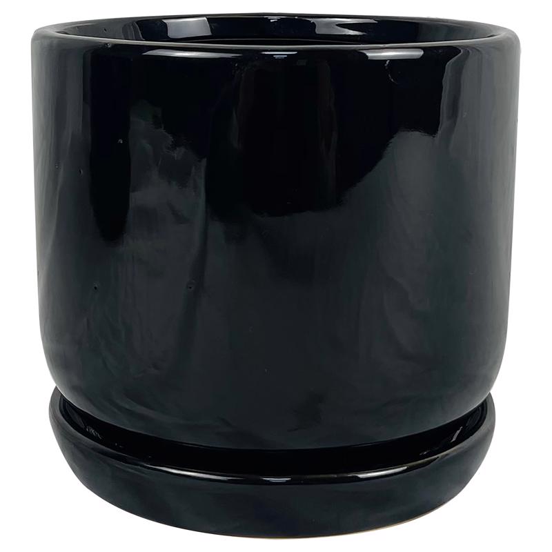 Border Concepts 6 in. D Ceramic Cover Pot Black (Pack of 6)