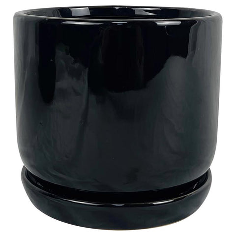 Border Concepts 6 in. D Ceramic Cover Pot Black (Pack of 6)