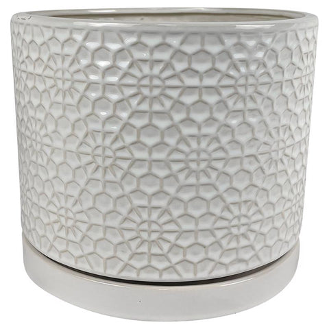 Border Concepts 12 in. D Ceramic Amelia Planter White