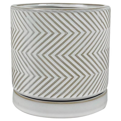 Border Concepts 6 in. D Ceramic Cross Pattern Planter White (Pack of 6)