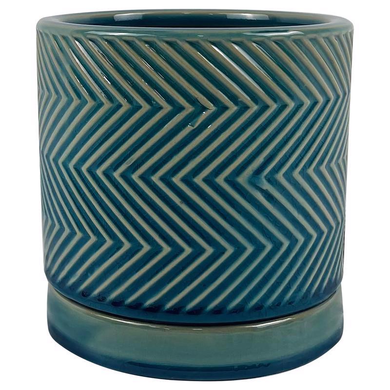 Border Concepts 6 in. D Ceramic Cross Pattern Planter Blue (Pack of 6)