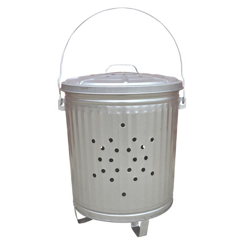 Behrens 7.5 gal Silver Galvanized Steel Trash Burner Can Lid Included Animal Proof/Animal Resistant (Pack of 6)