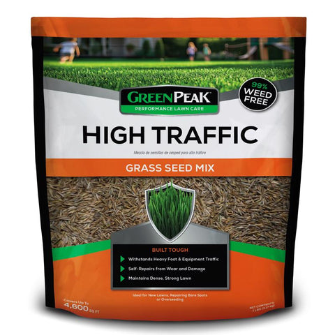 Semilla de césped GreenPeak para zonas de mucho tránsito, sol o sombra, 7 lb