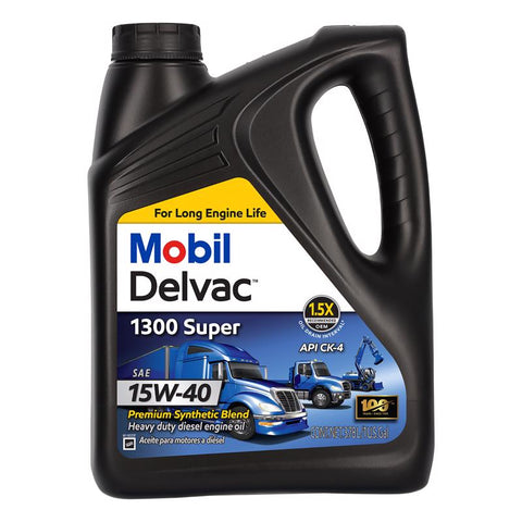 Mobil Delvac 1300 Super 15W-40 Diesel Semi-Synthetic Engine Oil 1 gal (Pack of 4)