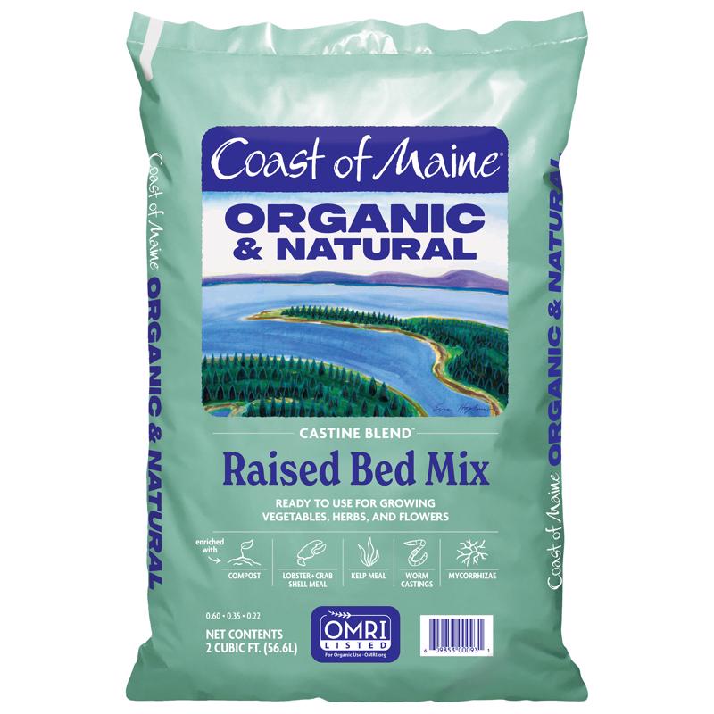 Mezcla orgánica para camas de cultivo Coast of Maine Castine Blend, de propósito general, 2 pies cúbicos
