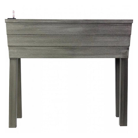 Jardinera elevada de resina City Pickers de 28,75 pulg. de alto x 13,25 pulg. de ancho x 33,13 pulg. de profundidad, color madera flotante