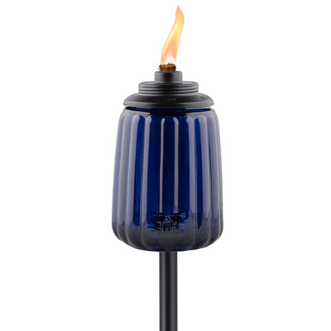 TIKI Blue Glass 66 in. Outdoor Torch 1 pc