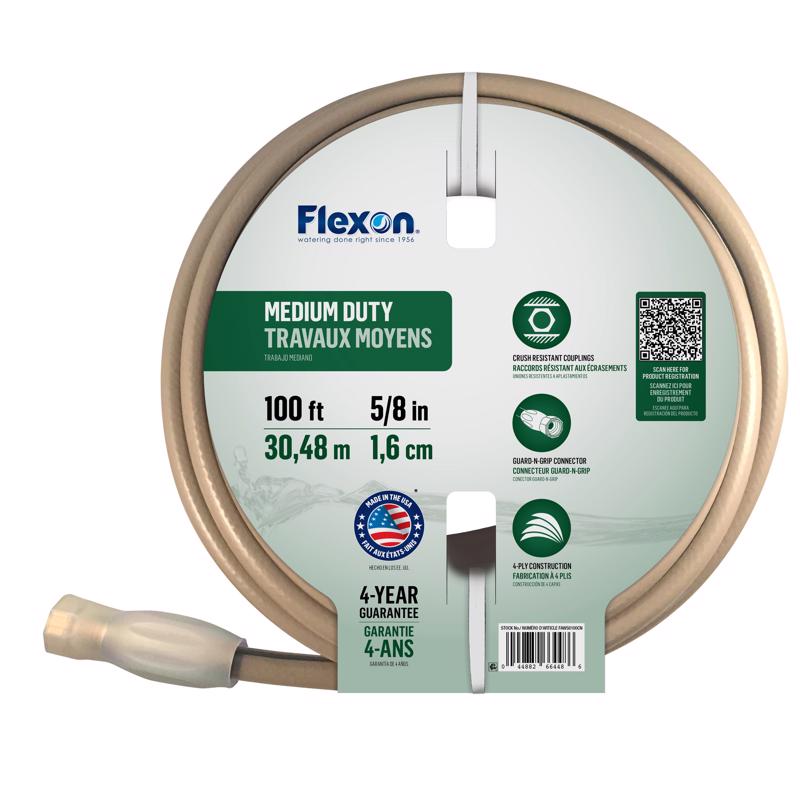 Manguera de jardín Flexon de uso medio, 5/8 pulg. de diámetro x 100 pies de largo