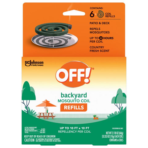 OFF! Insect Repellent Refill Coil For Mosquitoes 2.118 oz (Pack of 6)
