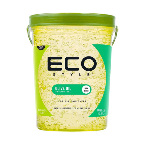 Eco Style Olive Oil Styling Gel, Max Hold, Alcohol Free, Shines, Moisturizes & Conditions, For All Hair Types, 80 fl oz (2.3 L) Tub