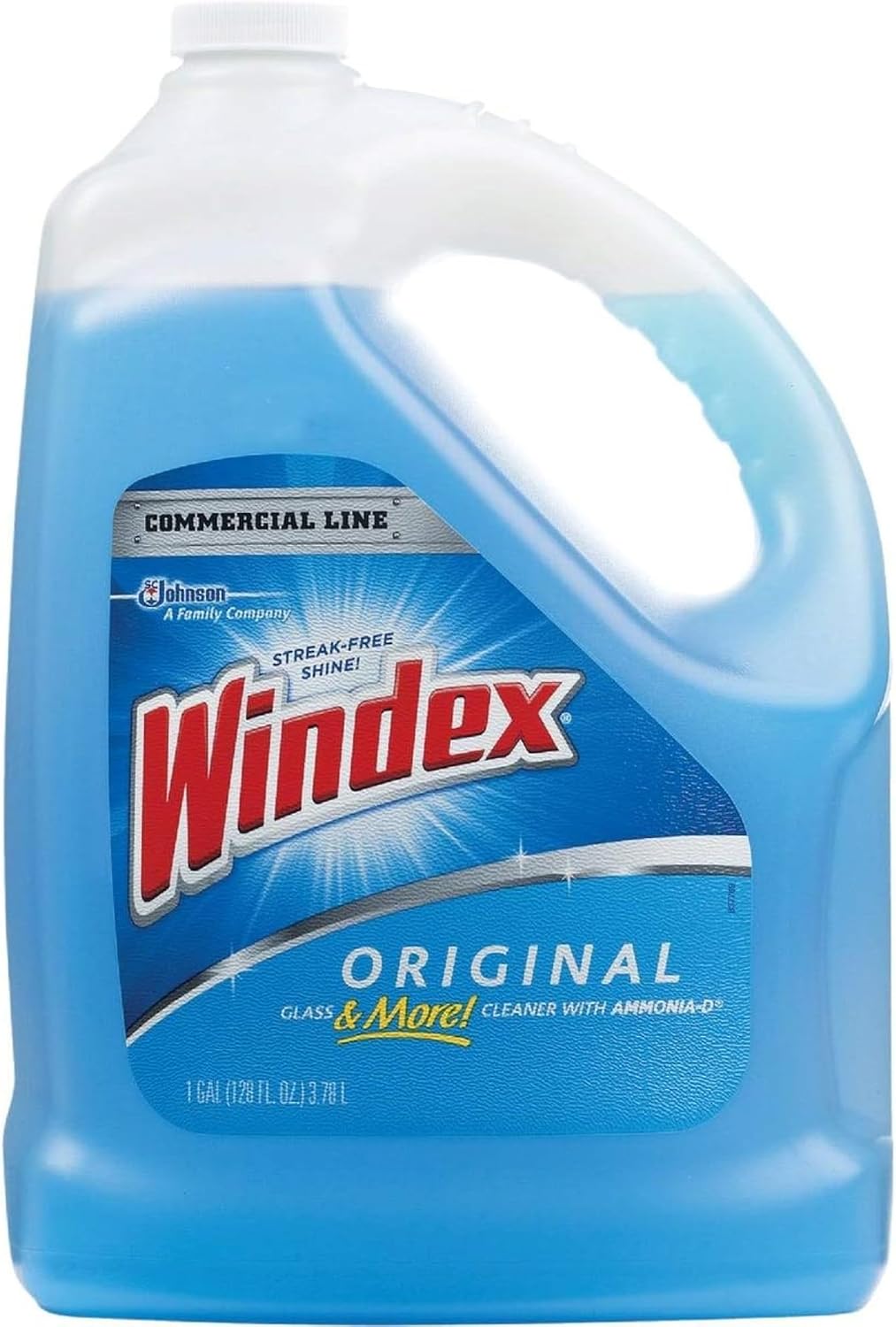 Windex Original Glass & More Cleaner with Ammonia-D, Commercial Line, Streak-Free Shine, 1 Gallon (128 fl oz) Refill Jug