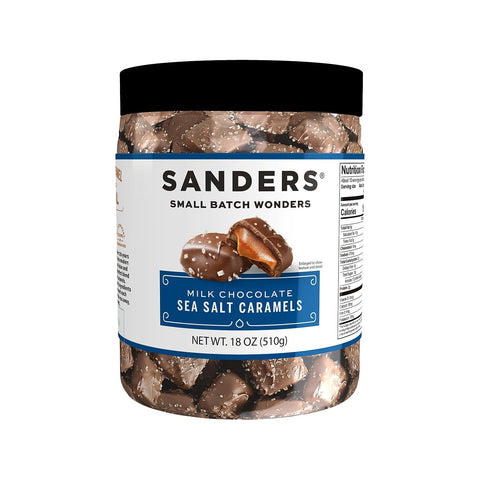 Sanders Milk Chocolate Sea Salt Caramels Candy, 18 oz Tub