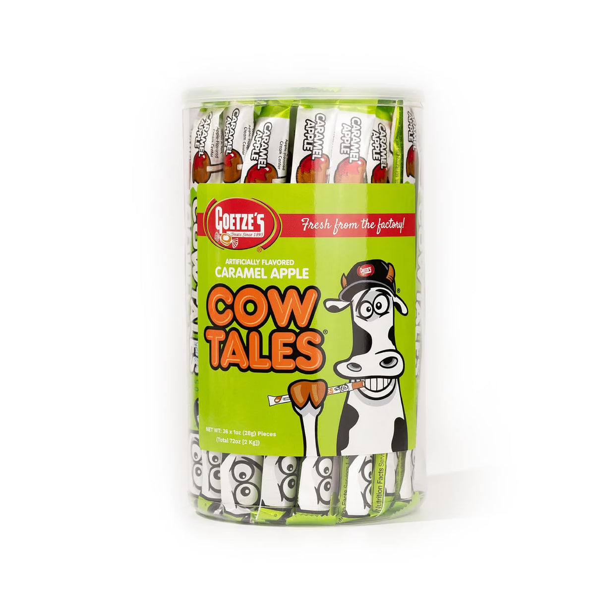 Goetze's Candy Caramel Apple Cow Tales, 2.25 lb 36ct Canister