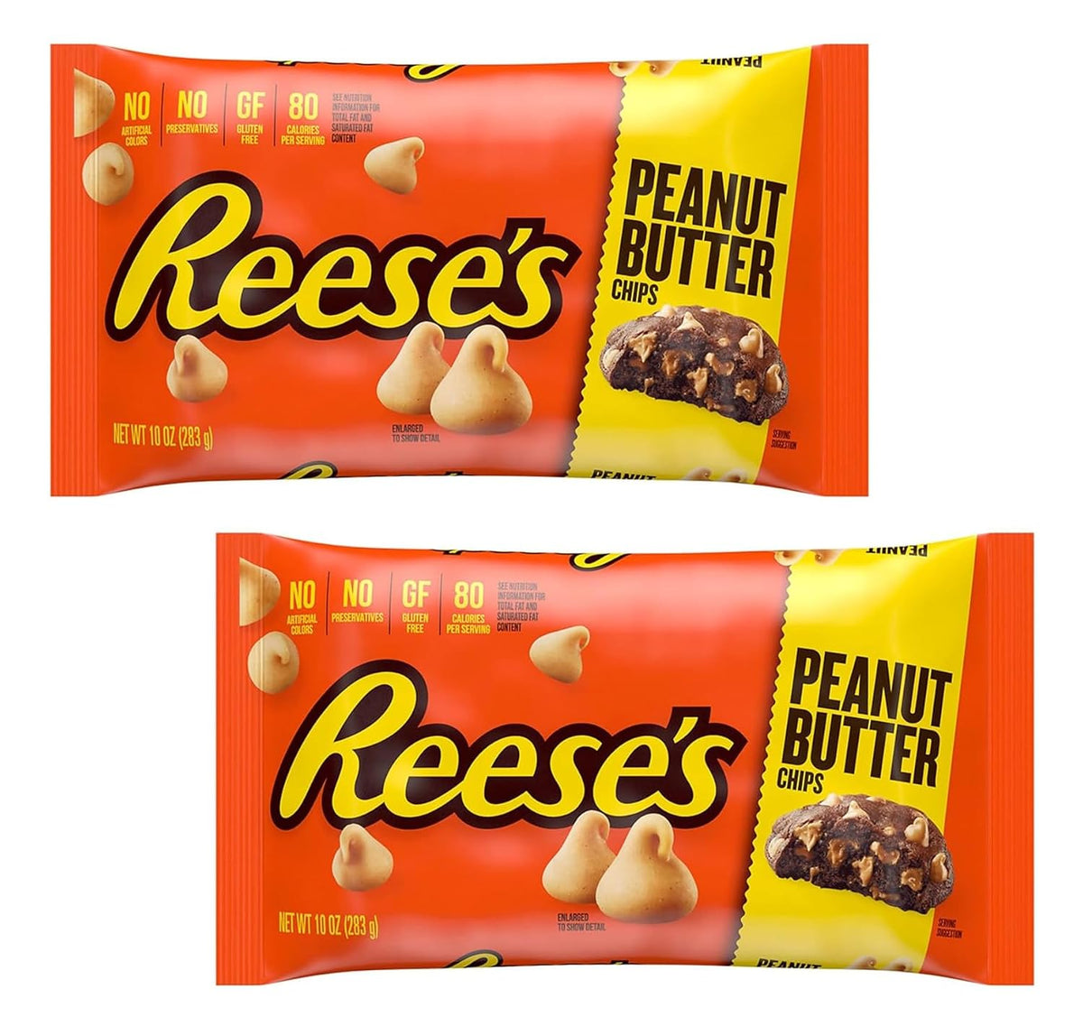 Chips de Reese’s de mantequilla de cacahuete para repostería, sin gluten, sin colorantes ni conservantes artificiales, bolsa de 10 oz (paquete de 2)